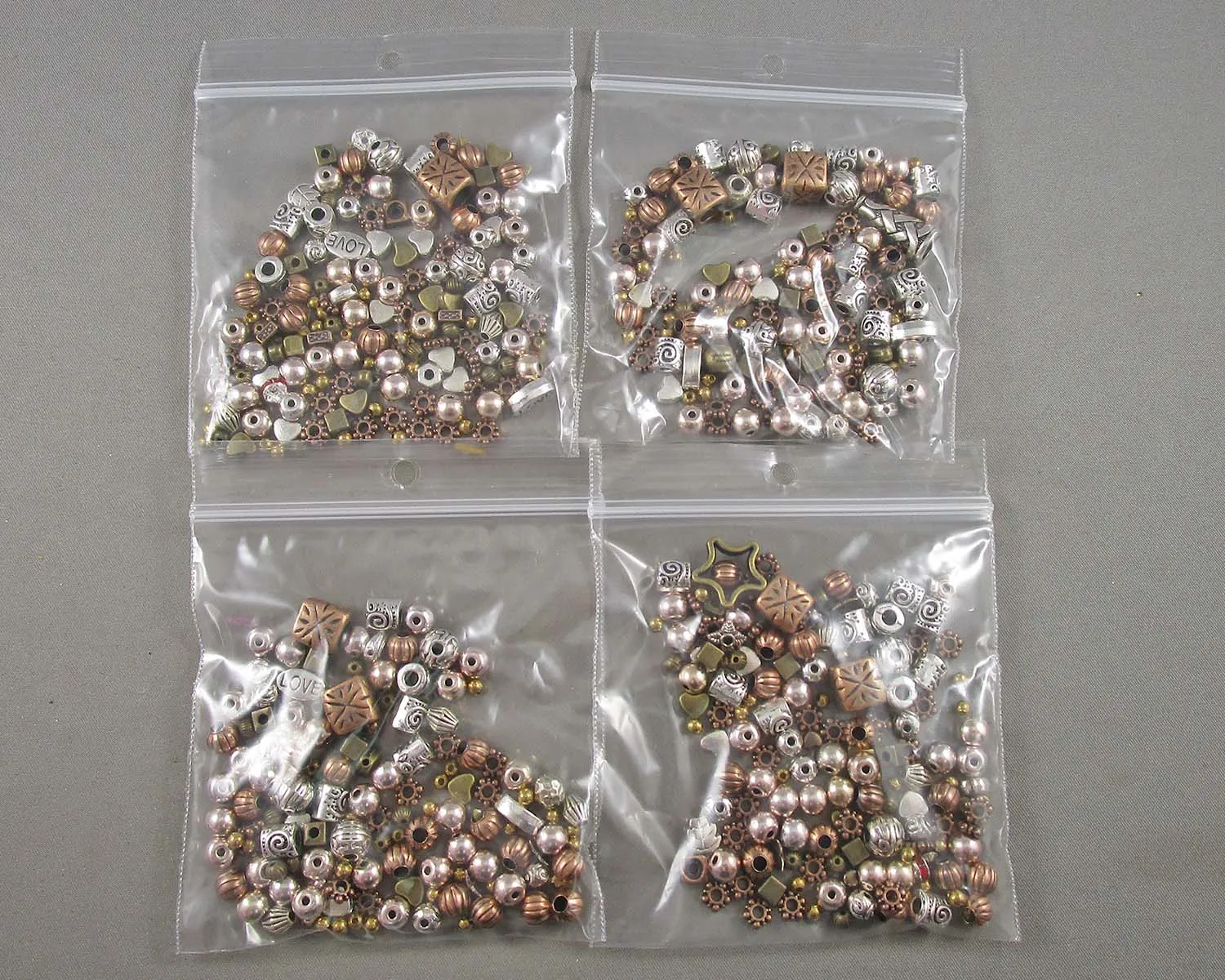 Mixed Metal Spacer Beads 50 grams (C061**)