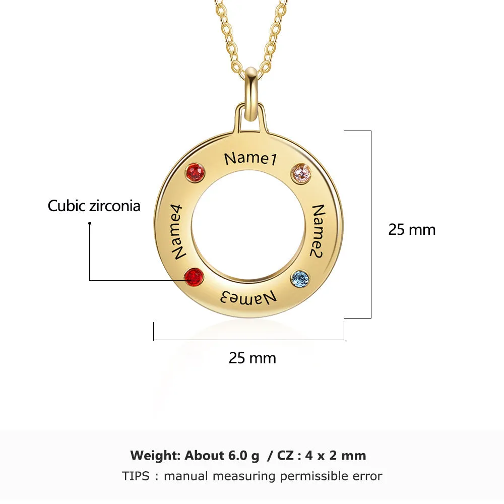 Personalize Multi-Name Illusion Circle Necklace For Mom