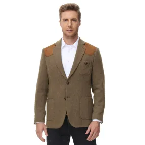 Pj Paul Jones Mens British Wool Blend Suit Two Button Blazer Patchwork Tweed Sport Coats