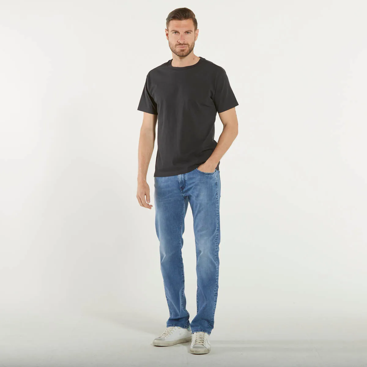 Replay t-shirt girocollo tessuto blu