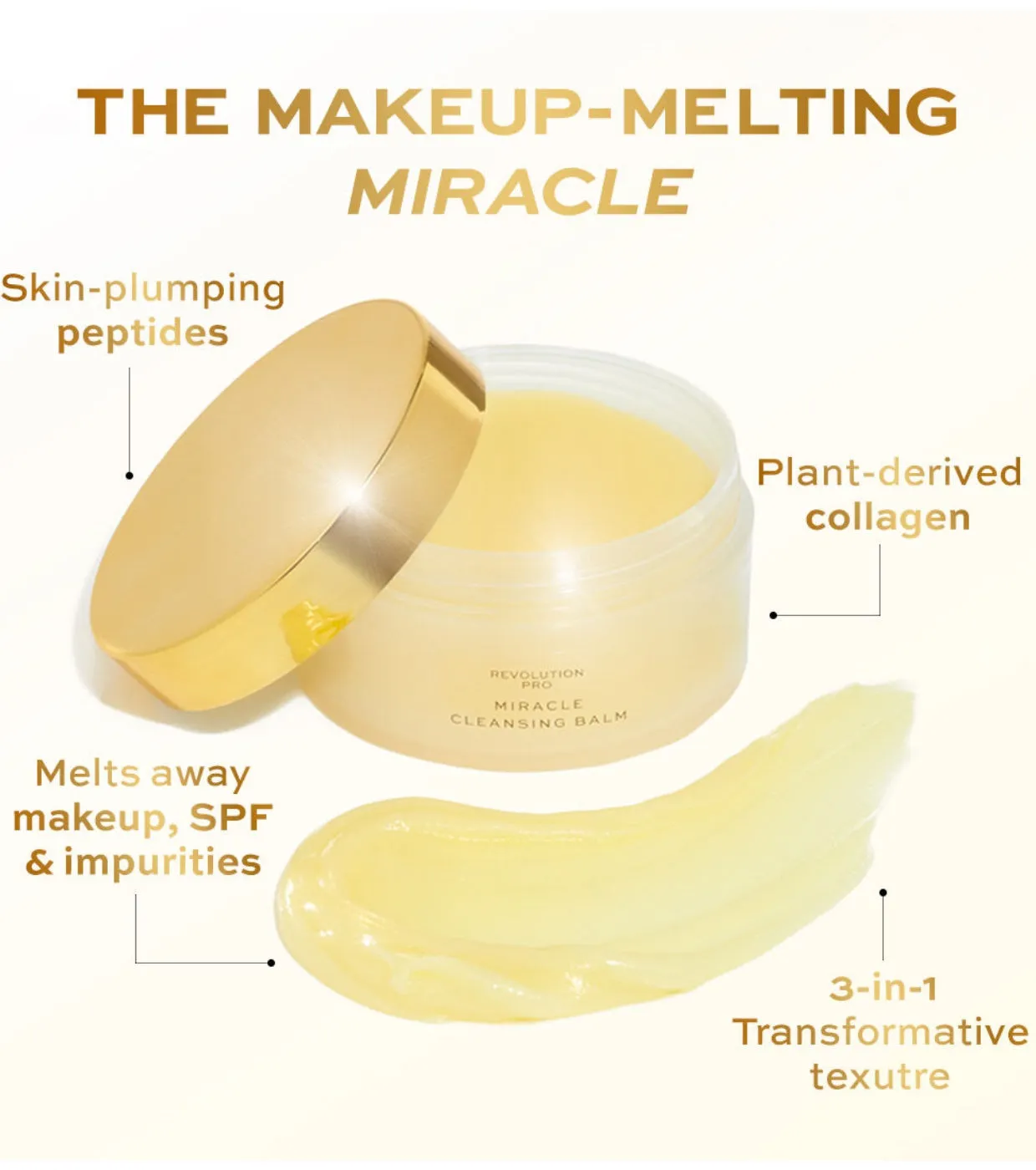 Revolution Pro - Bálsamo limpiador con colágeno vegano Miracle Cleansing Balm