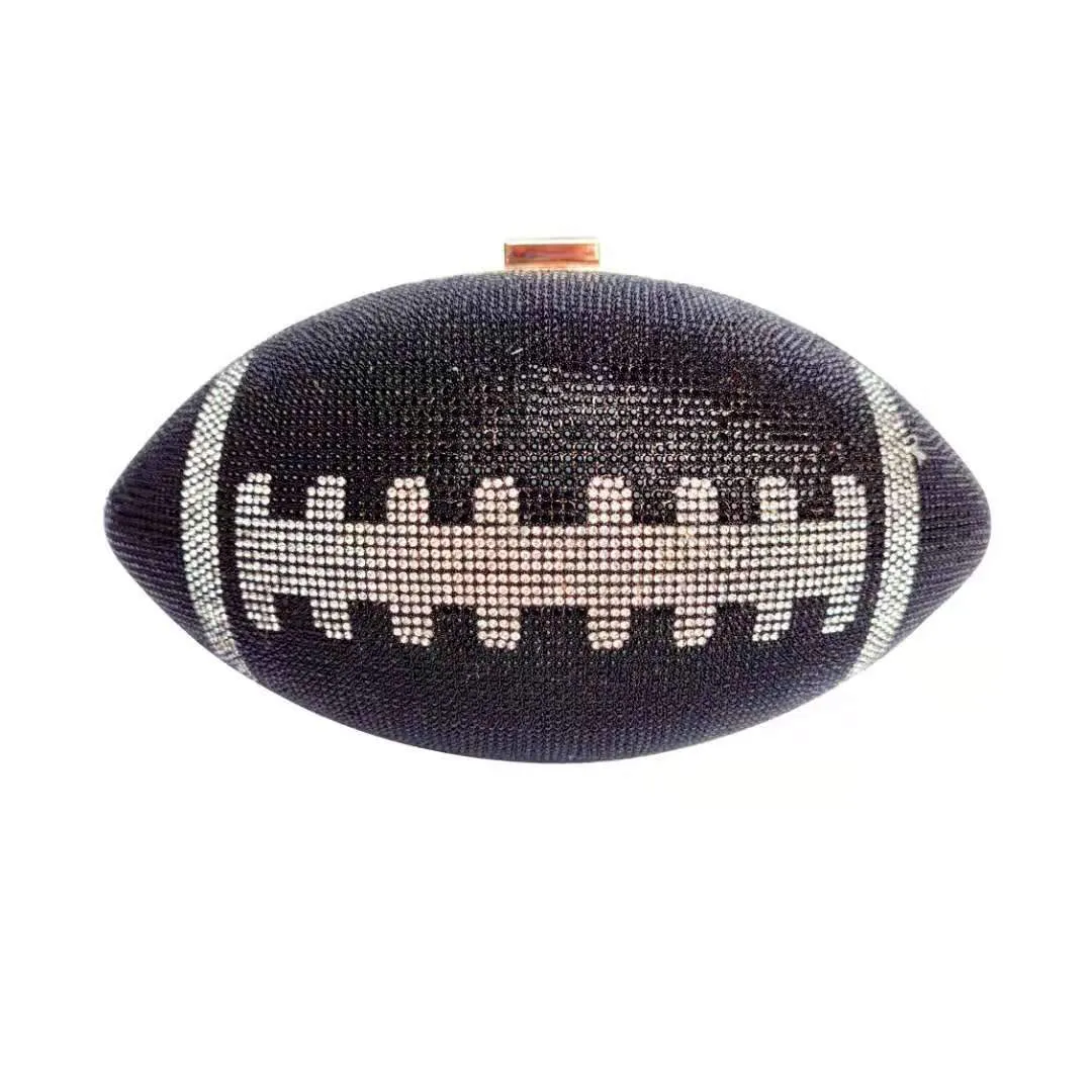 Rhinestone Football Clutch Purse