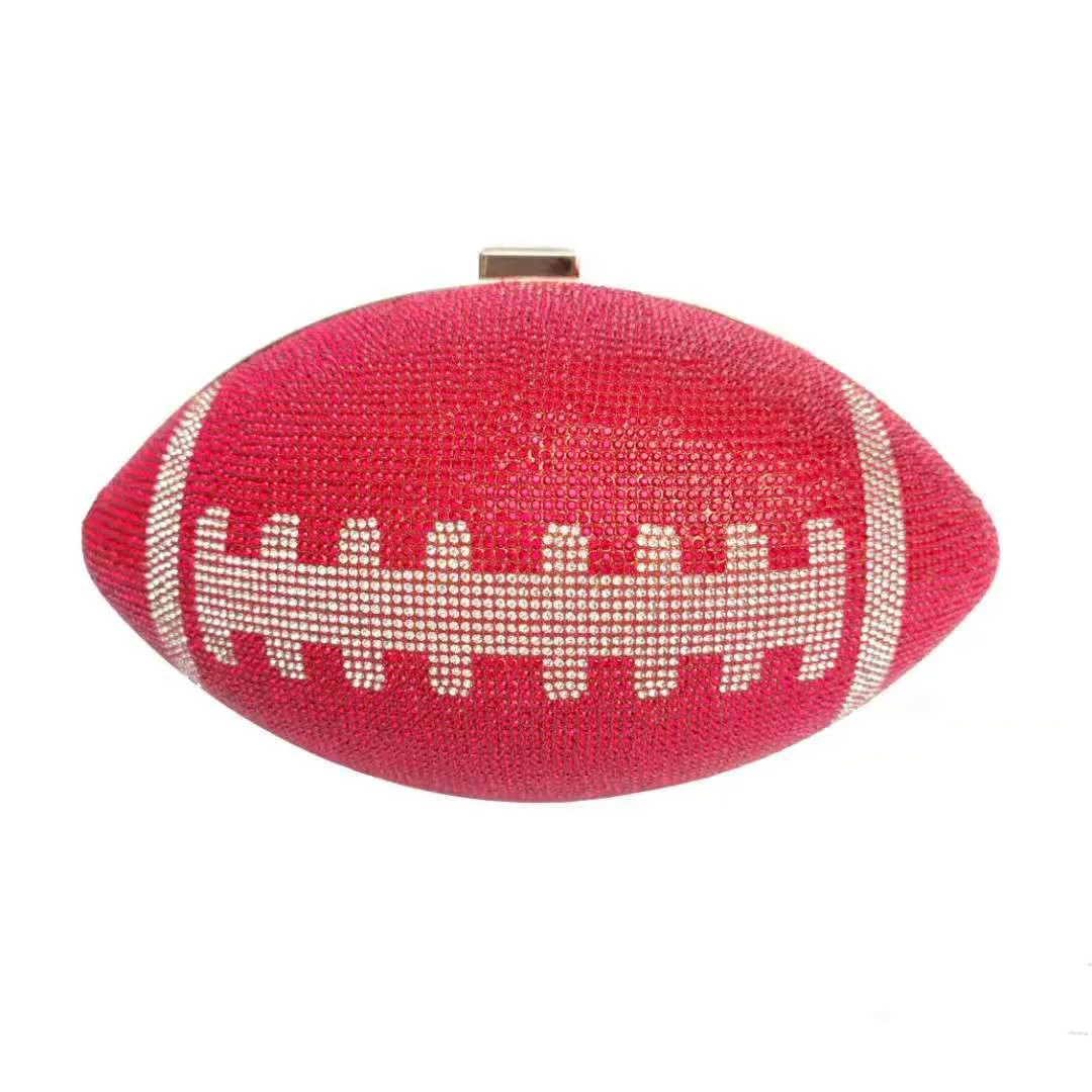 Rhinestone Football Clutch Purse