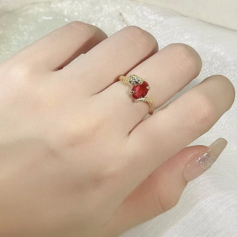 Ruby Solitaire Snakehead Ring