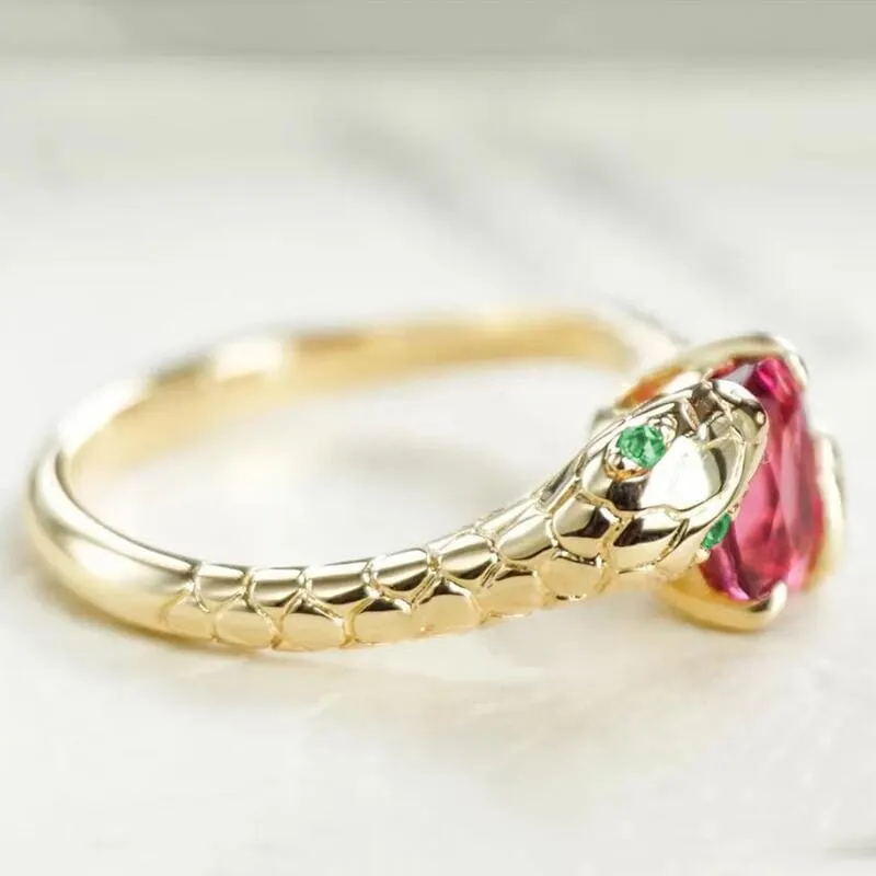 Ruby Solitaire Snakehead Ring