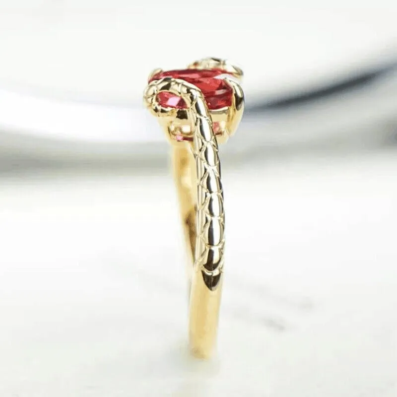 Ruby Solitaire Snakehead Ring