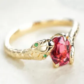 Ruby Solitaire Snakehead Ring