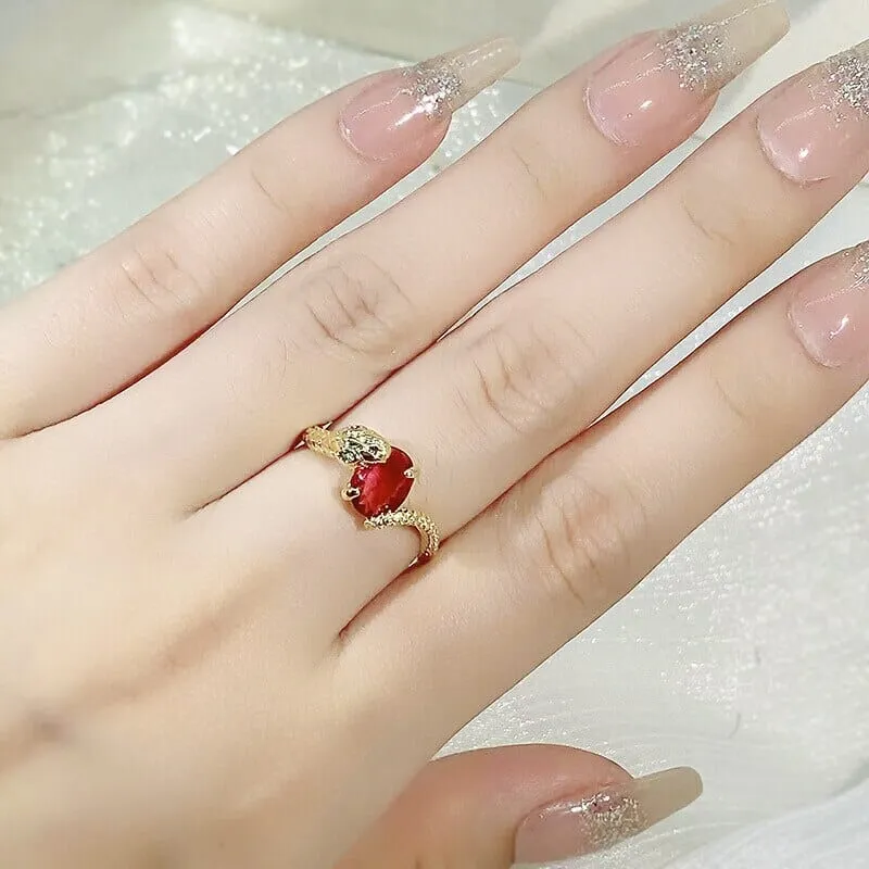 Ruby Solitaire Snakehead Ring