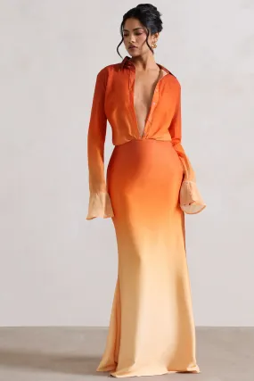 Serita | Jupe longue en satin ombré orange