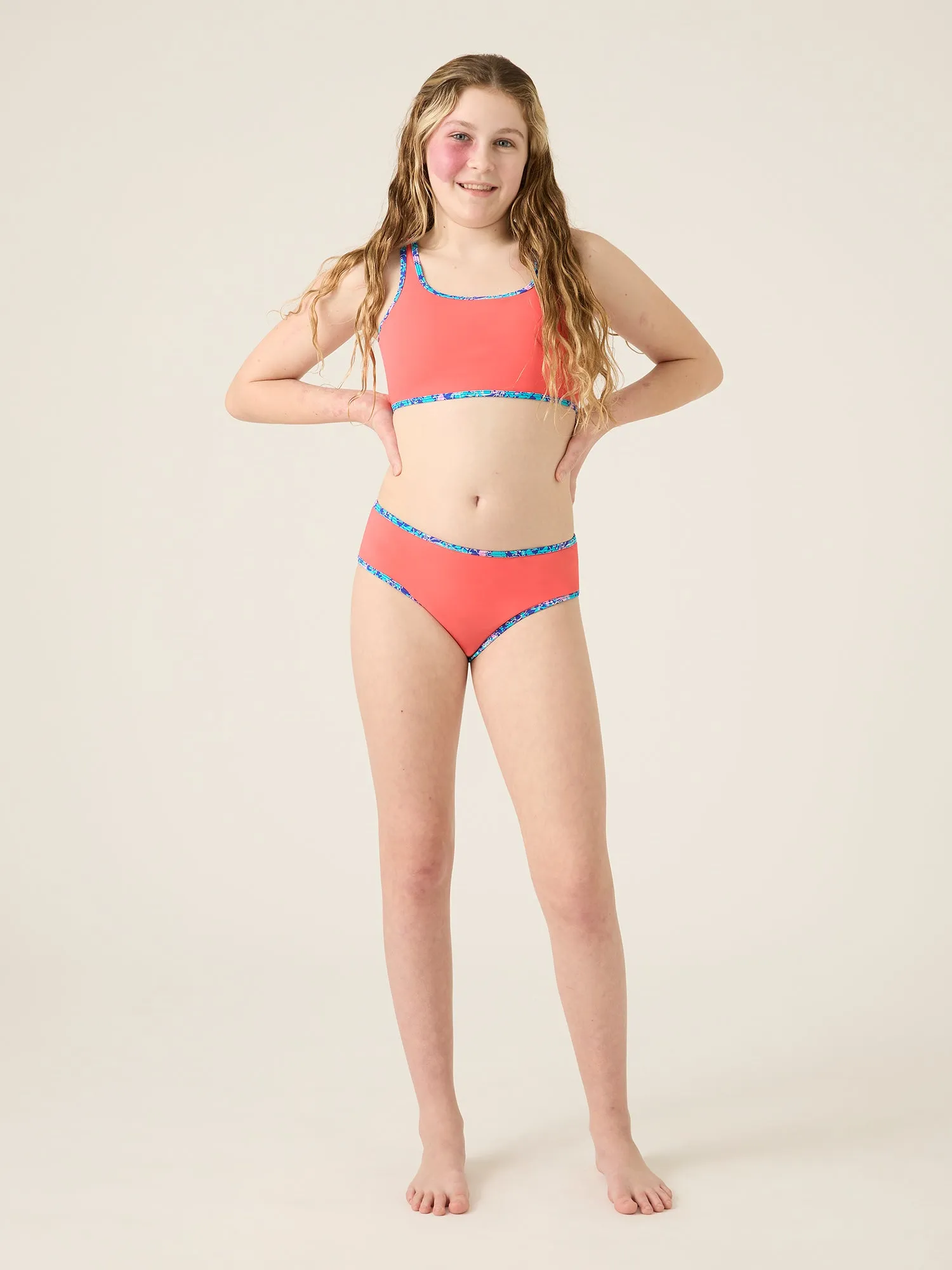 Teen Swimwear Crop Top Pink Coral