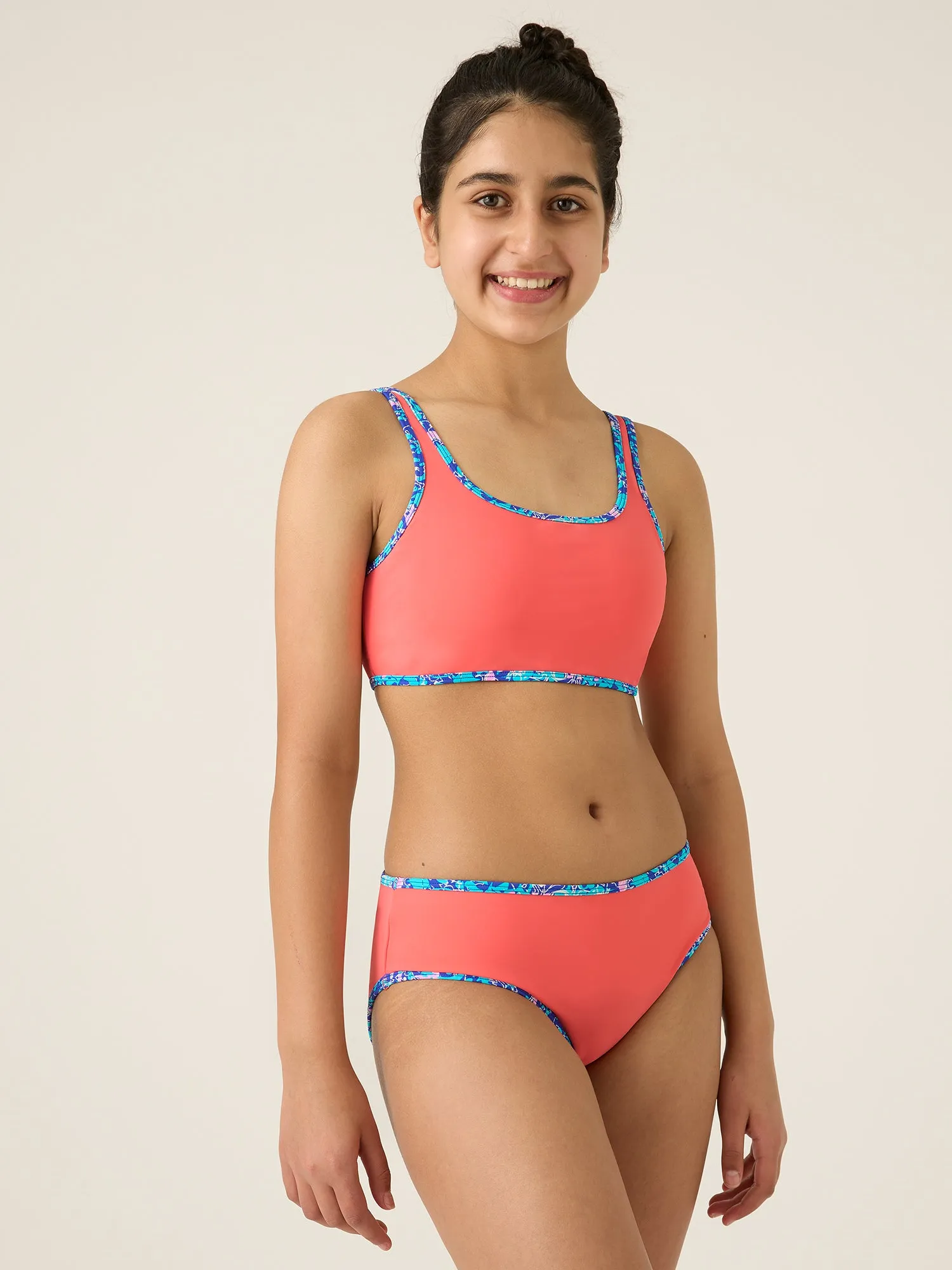 Teen Swimwear Crop Top Pink Coral