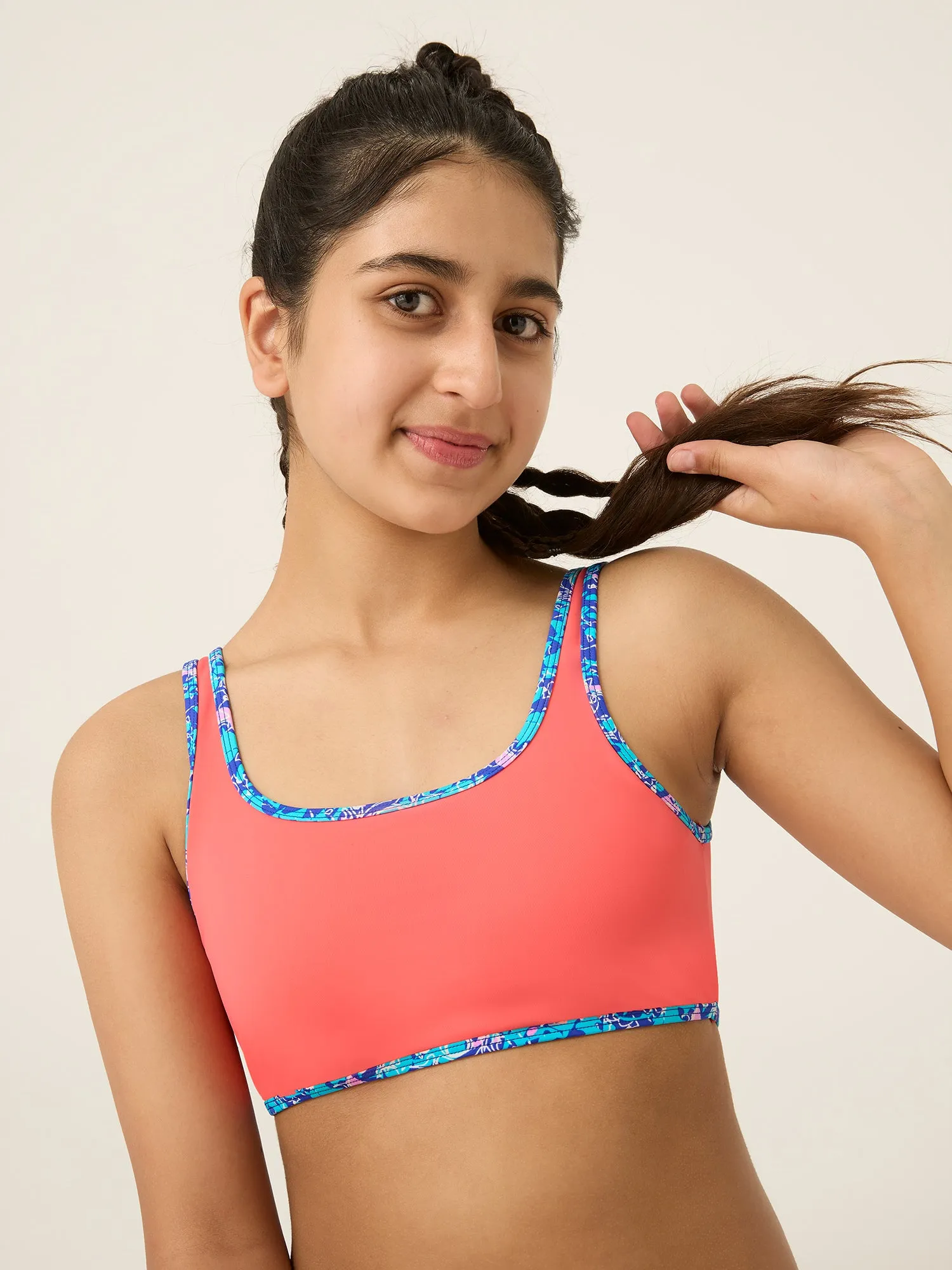 Teen Swimwear Crop Top Pink Coral