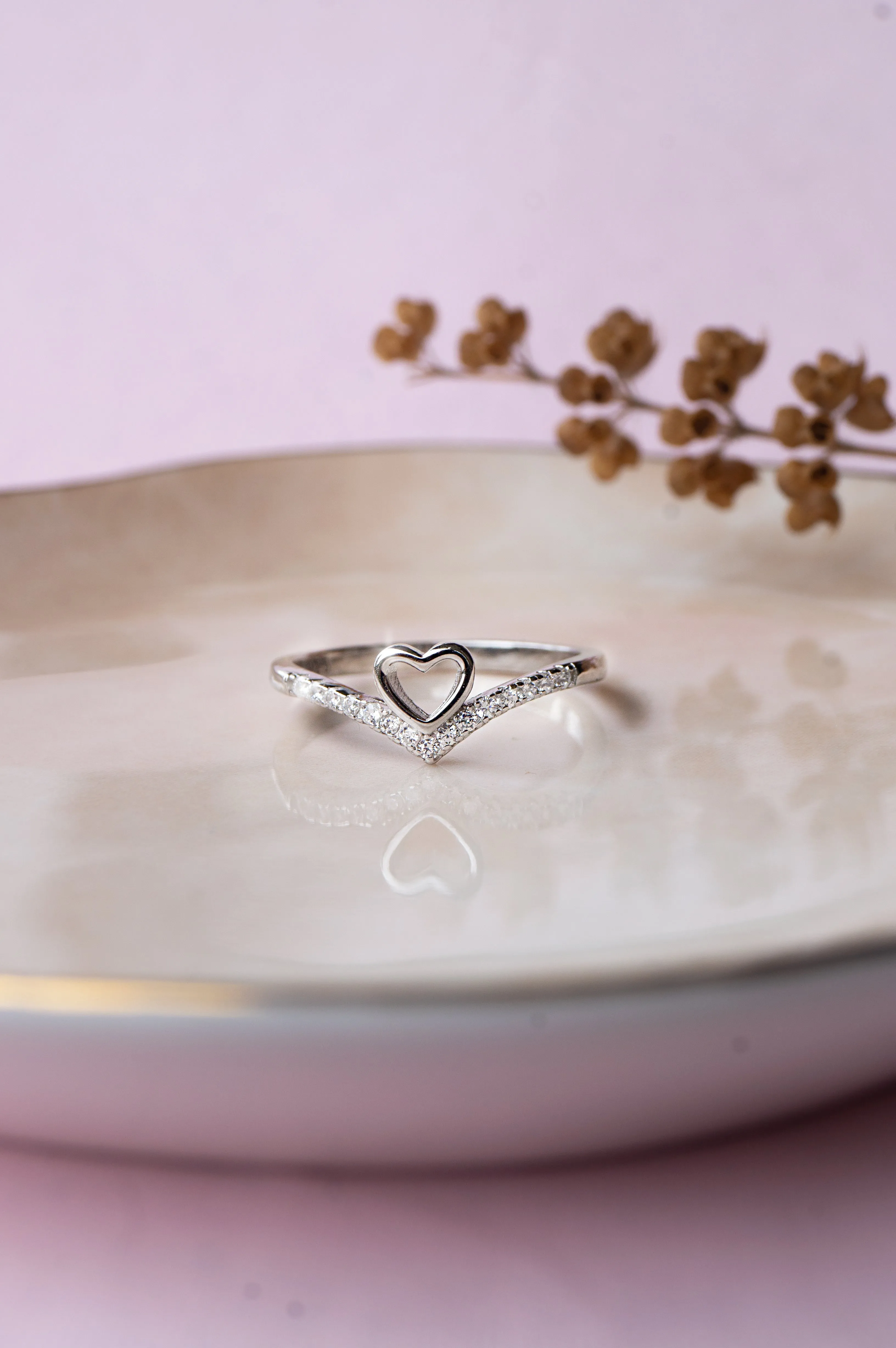 Topped With Heart Sterling Silver Ring