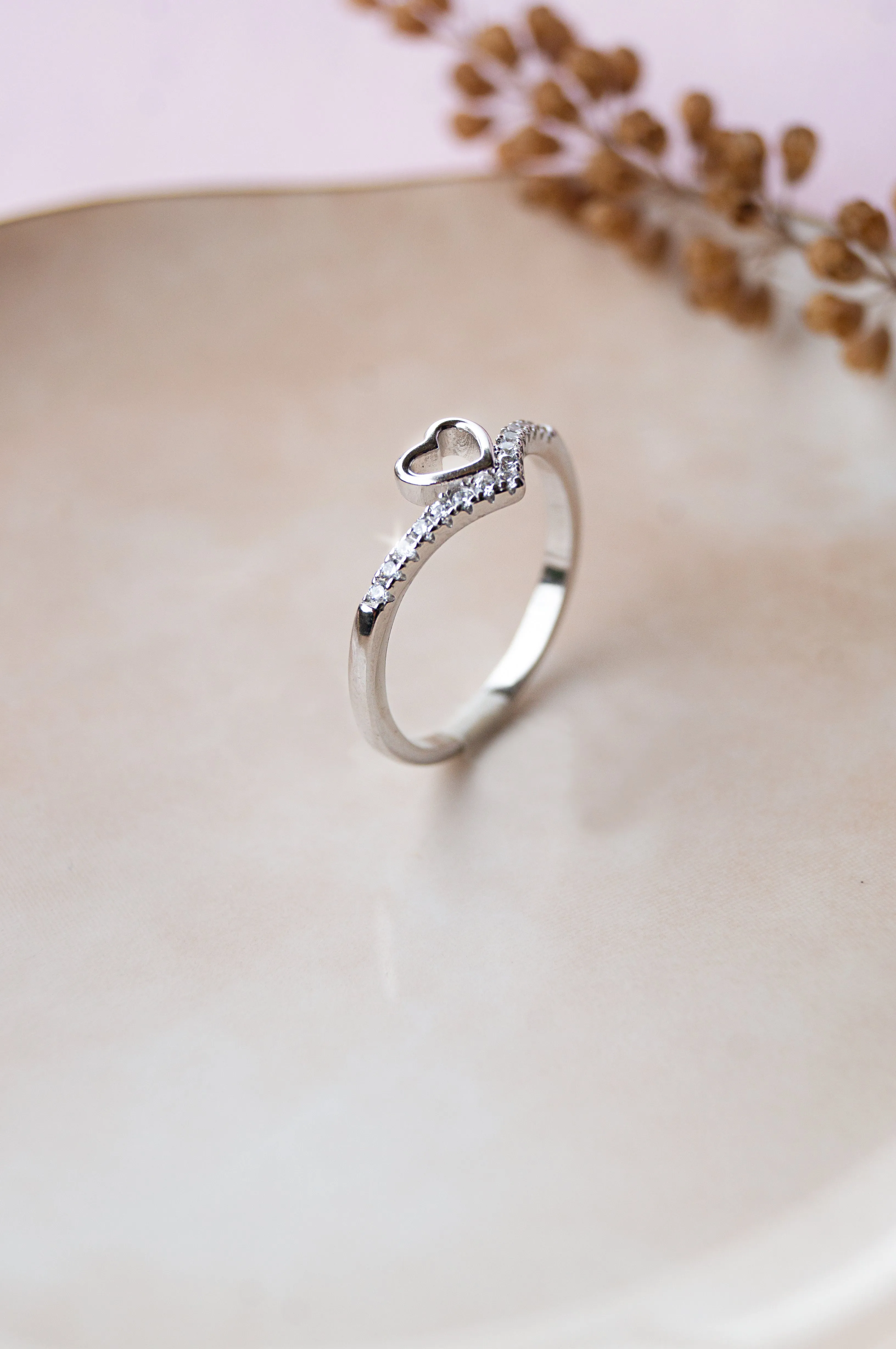 Topped With Heart Sterling Silver Ring